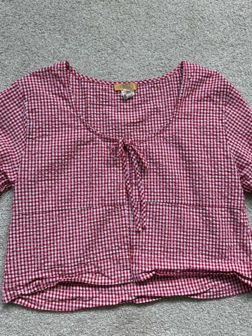 VRG Girl Gingham Tie Top